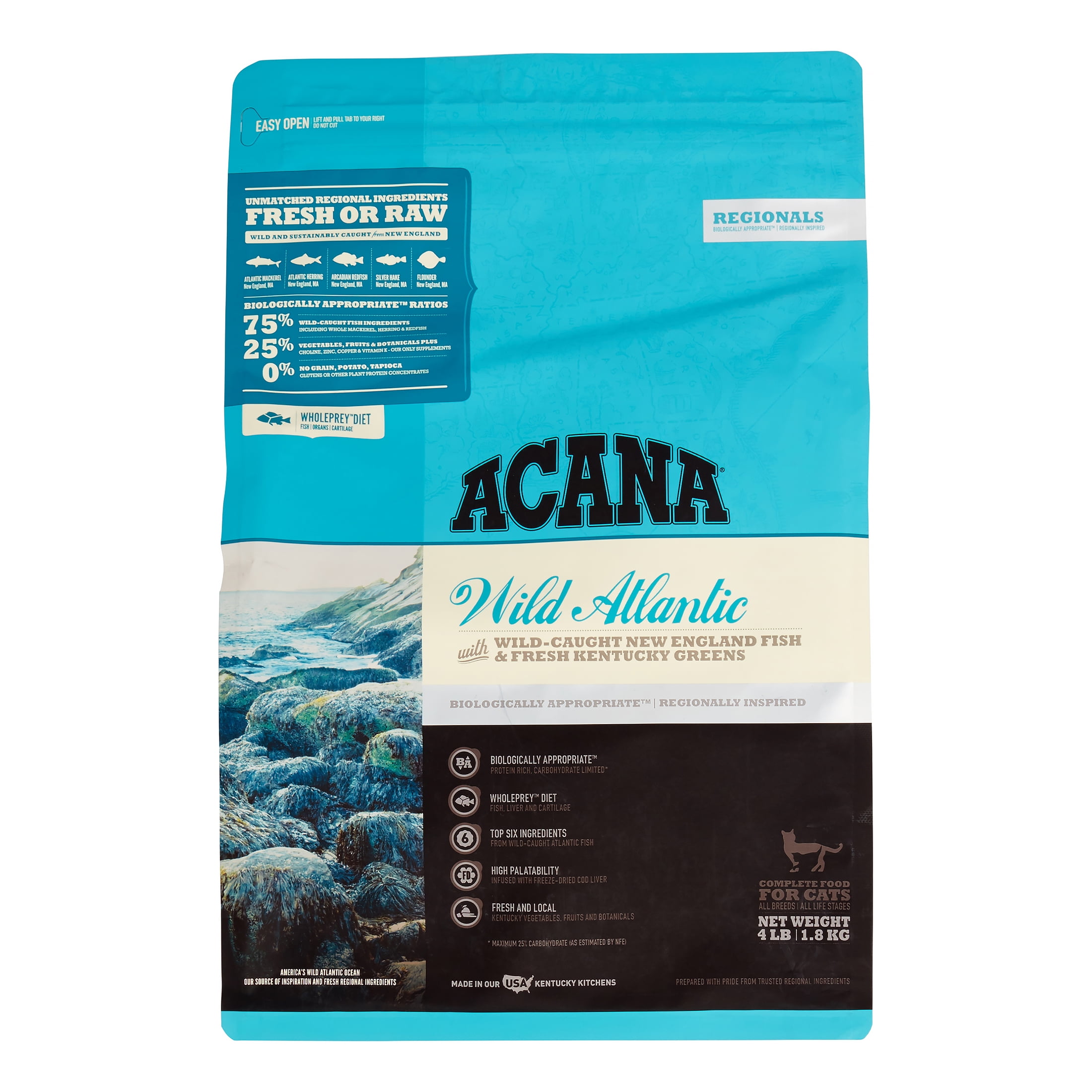Acana Wild Atlantic Grain Free Wild Caught Fish Fresh Kentucky Greens All Breed Dry Cat Food 4 lb Walmart