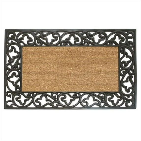 Acanthus Border 22 x 36 In. Half Round Rubber-Coir Doormat - Monogrammed A