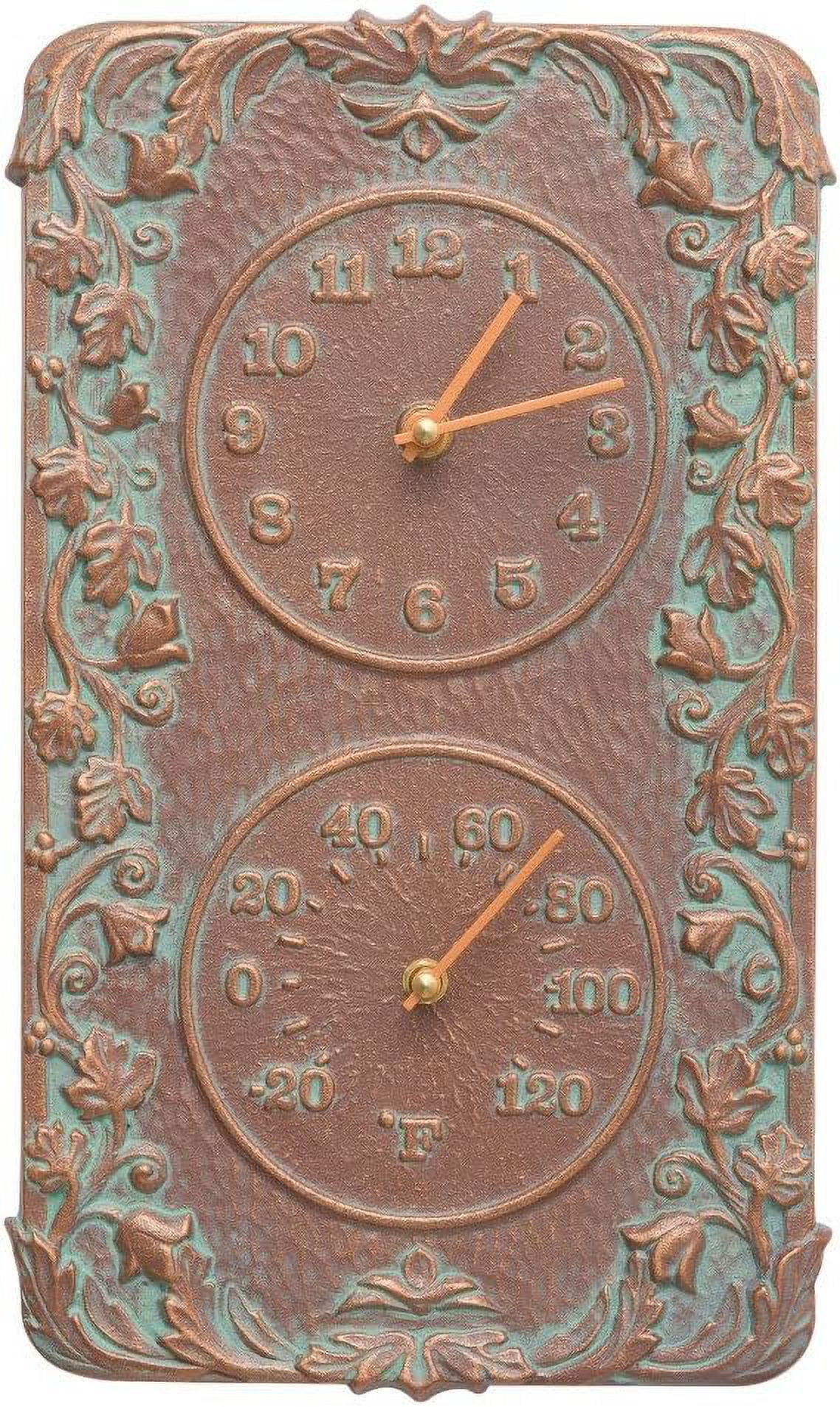 Acanthus Indoor/Outdoor Clock and Thermometer COMBO (14”H x 8”W)