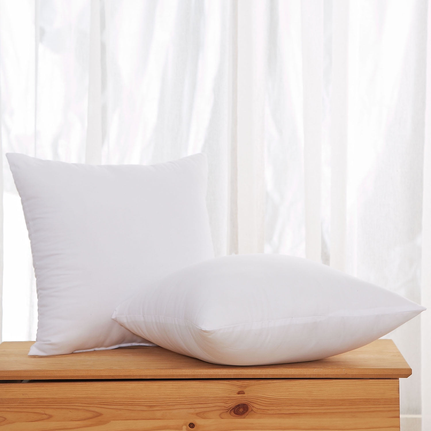 Acanva White Hypoallergenic Polyester Square Pillow Inserts, 20" x 20", Set of 2