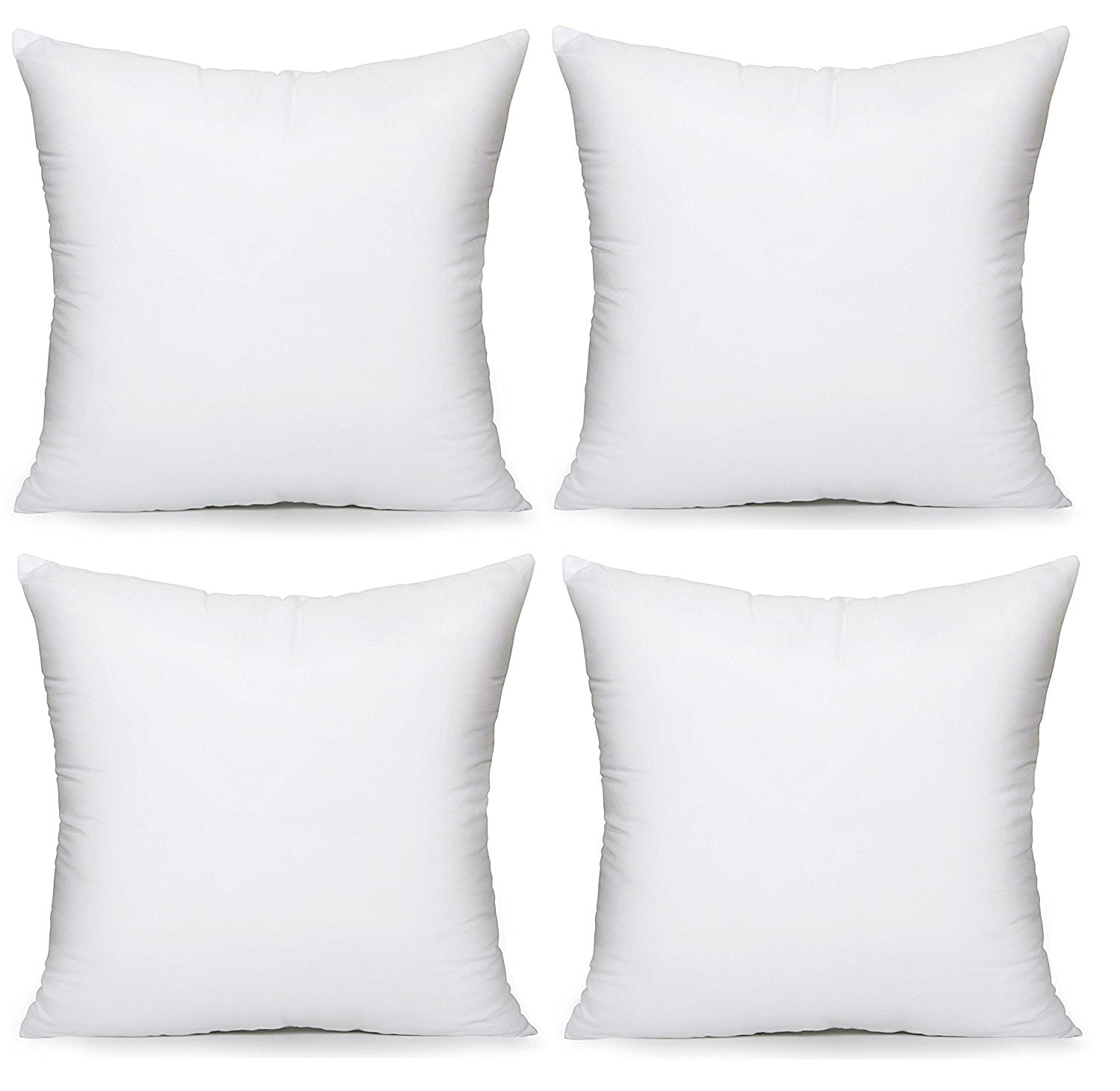 Acanva Hypoallergenic Pillow Insert Form Cushion Sham Stuffer, Square, 18" L x 18" W, Pack of 4