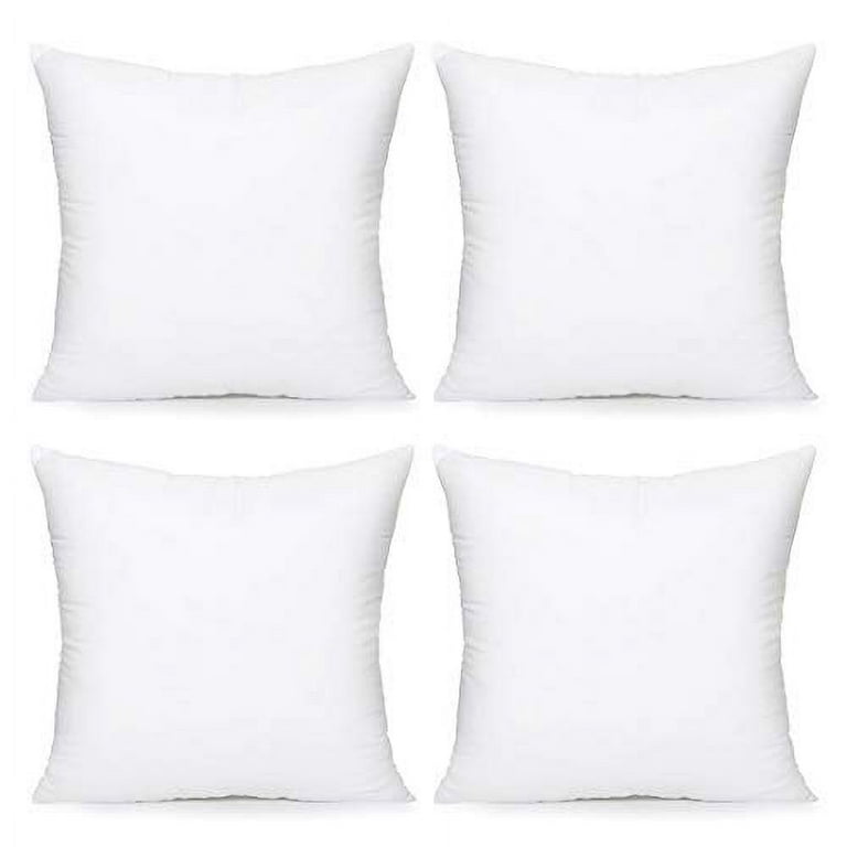 Acanva Throw Pillow Inserts 16 x 16 Decorative Stuffer Soft  Hypoallergenic Polyester Couch Square Form Euro Sham Cushion Filler,  16-4P, White 4