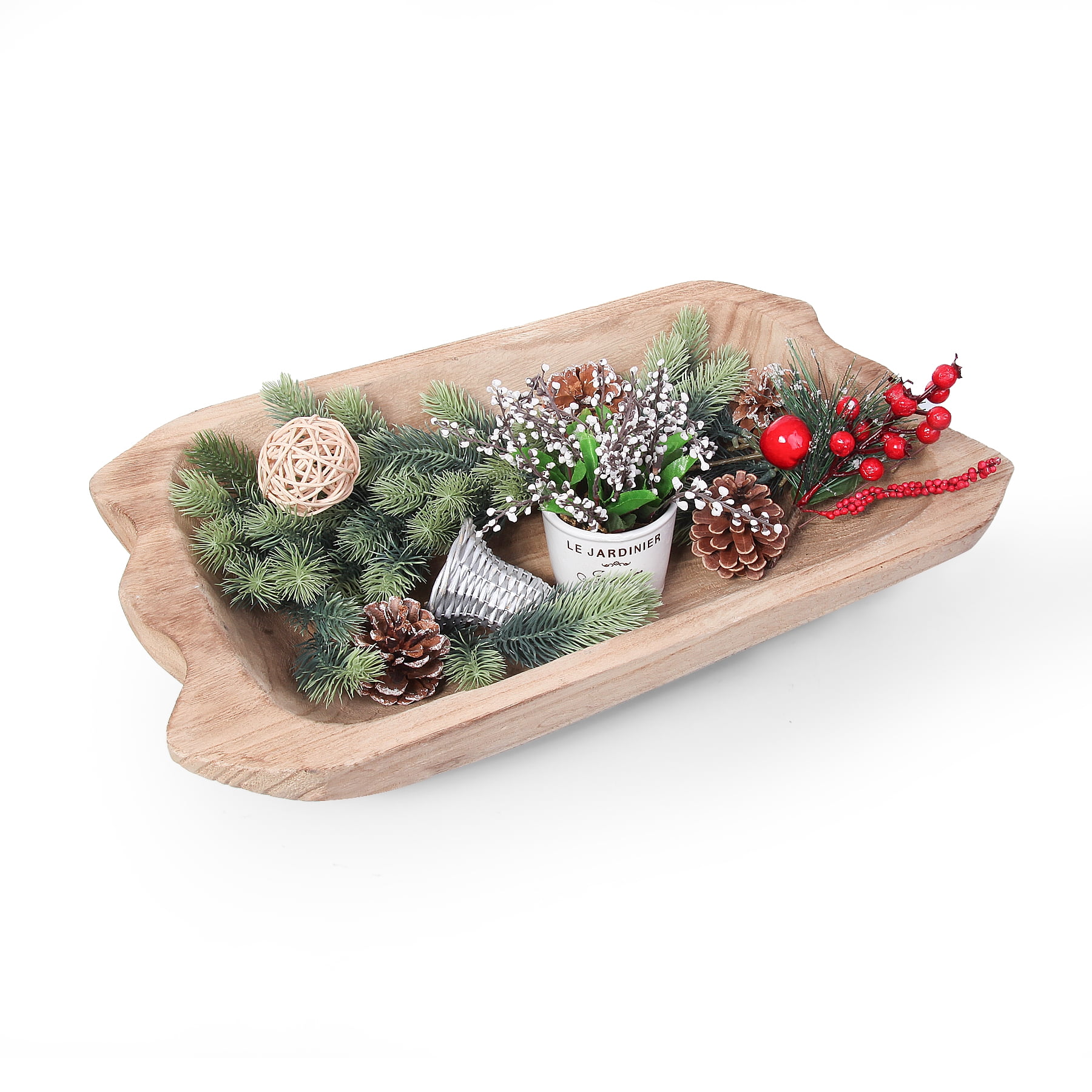 Acaoa Decorative Wood Bowl for Home Decor Table Centerpieces Wooden Dough Bowl Halloween Christmas Decor