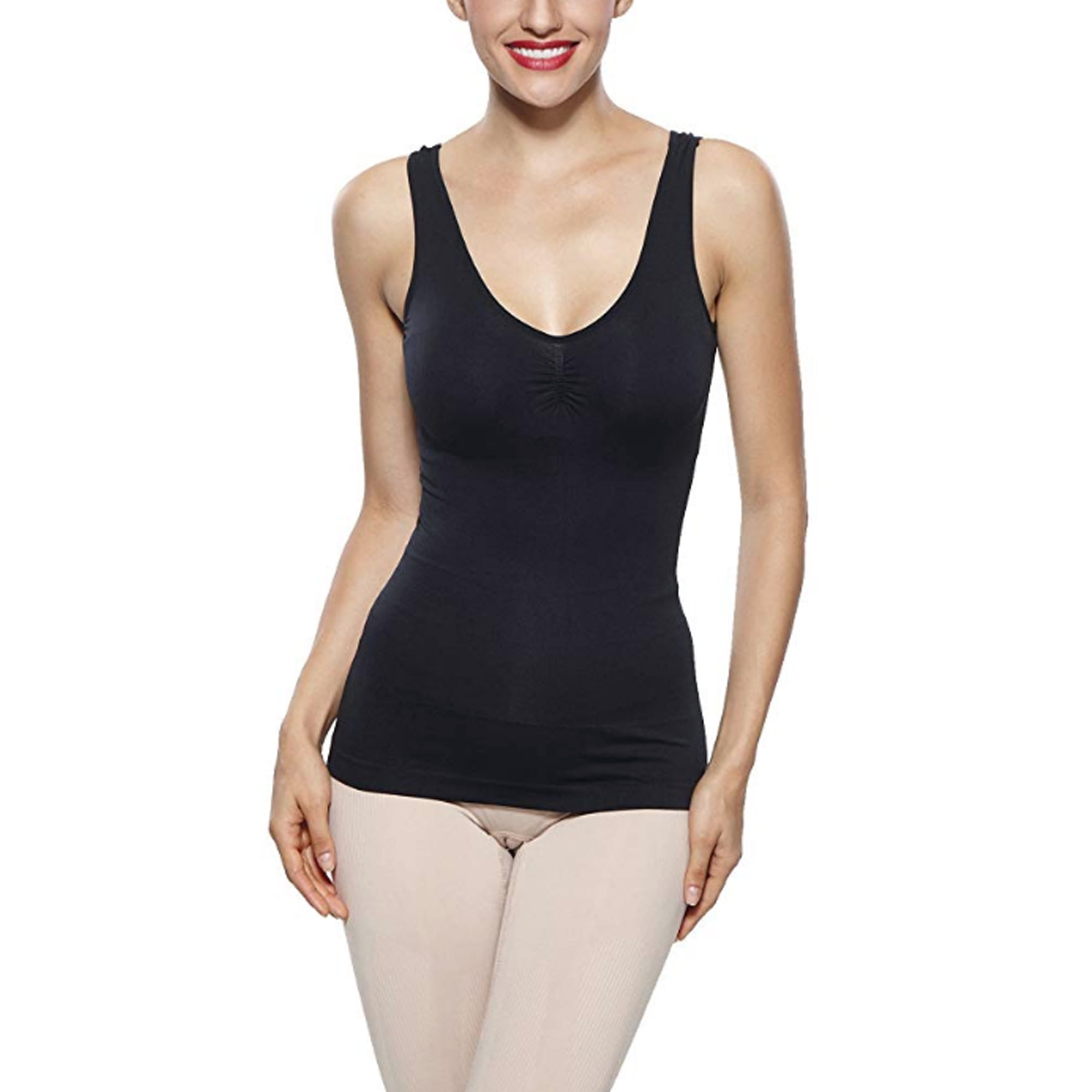 Acappella Women's Seamless Tummy Control Shapewear Comfort Camisole Long  Compression Tank Top, Skin Color, US L-XL