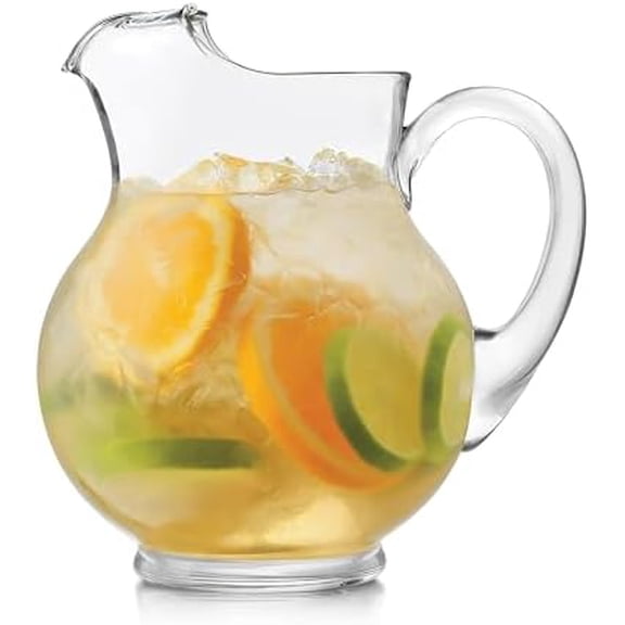 Acapulco Large Glass Pitcher Set of 2, 89 Oz, Clear, Tall Bubble Glass Pitchers with Handle, Modern Drink Pitchers for Iced Tea, Punch and More
