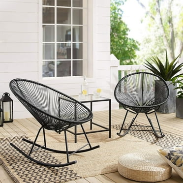Anna Green Vynil Cord Wicker Chair With Black Legs, Patio Chair, Garden