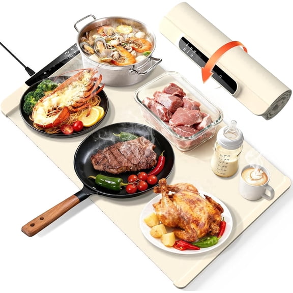 Acarner Warming Mat for Food , Portable Large Food Warmers Trays for Buffets Parties,Full Surface Fast Heating,10 Temperature Setting,Child Lock Safety