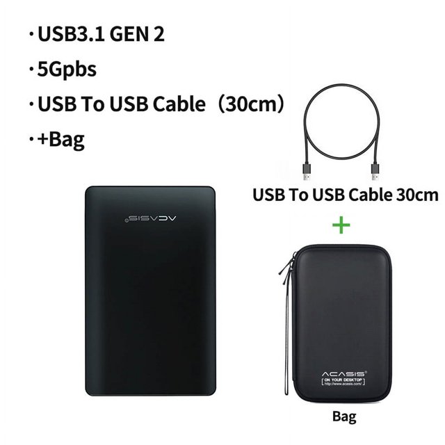 Acasis 2.5 Inch SATA HDD Case USB 3.0 Hard Drive Enclosure for SSD Type