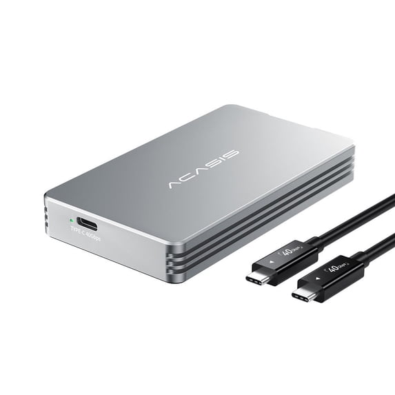 ACASIS 40Gbps M.2 NVMe SSD Enclosure with Aluminum Housing, No Noise M.2 Enclosure Compatible Thunderbolt5/4/3/USB4/3.2/3.1/3.0/2.0,NVMe ssd Enclosure for MacBook Air /Pro Support 2280/2260/2242/2230
