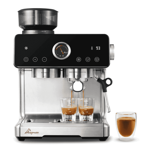 Coffee Espresso Machine with Grinder: Auto Distribute Tamp, 15-Bar Italian Pump, Temp Control, Cold Brew, Acaspresso Coffee Maker