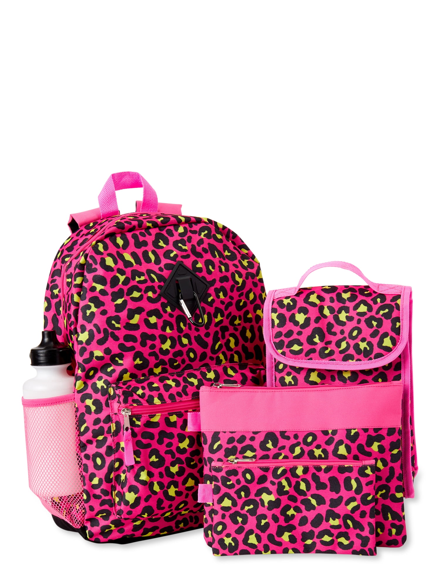 Acc22 Pink Leopard 6 Piece Backpack Set