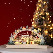 Accaprate Christmas House LED Christmas Scene Wooden Christmas Village For Shopping Mall Window Decorations