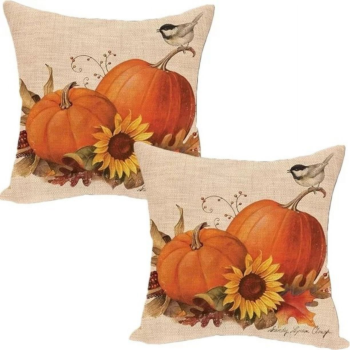 Accaprate Fall Pillow Covers 18x18 Set Of 4 For Fall Decor Pumpkin Maple Leaves Sunflower Vase ...