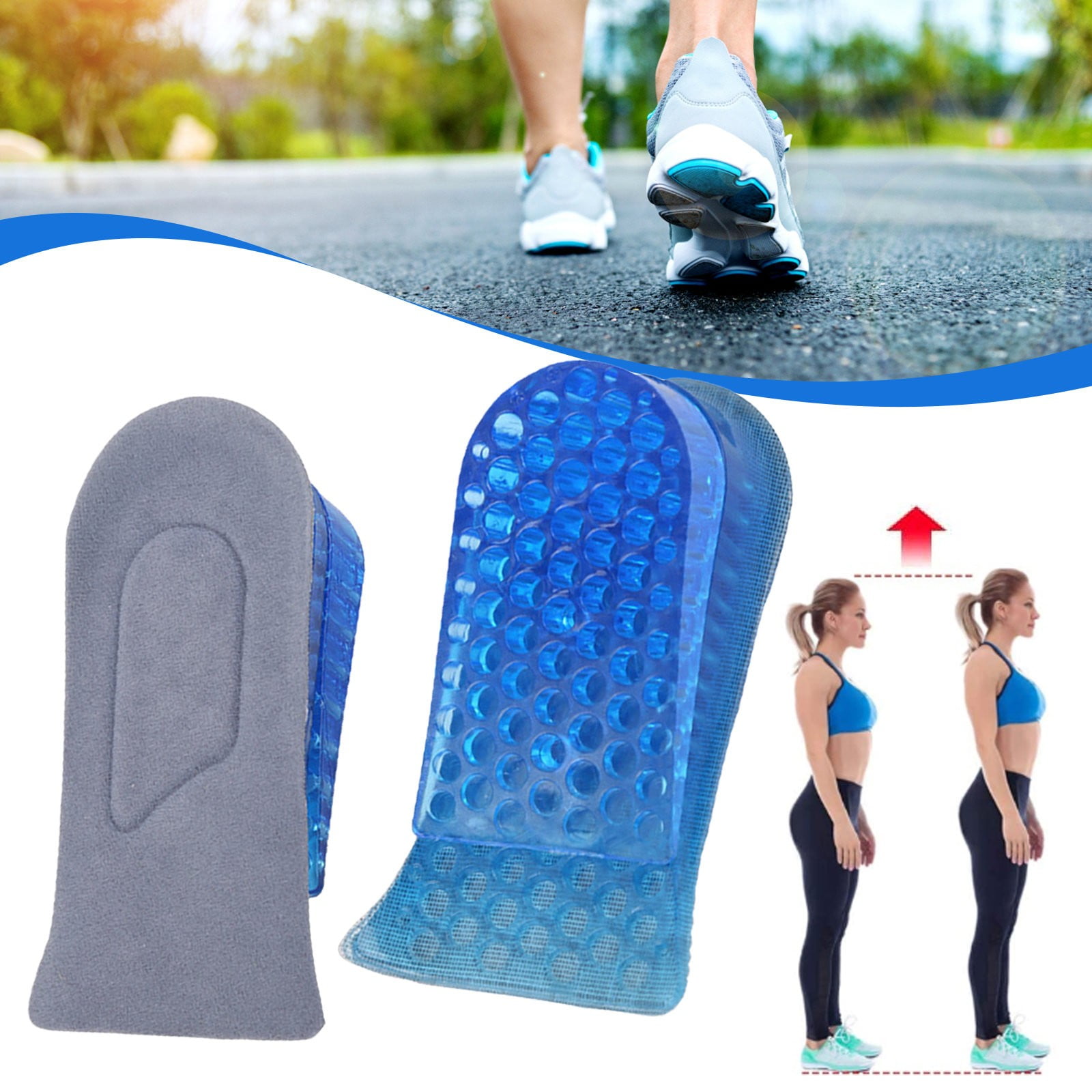 Accaprate Height Increase Insoles Silicone Heel Cushion Inserts For Men