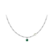 Accaprate Silver Green Crystal Necklace For Women CZ Crystal Necklace Gold Plated Green Sapphire Blue Teardrop Necklace Created Gemstones Jewelry Gift