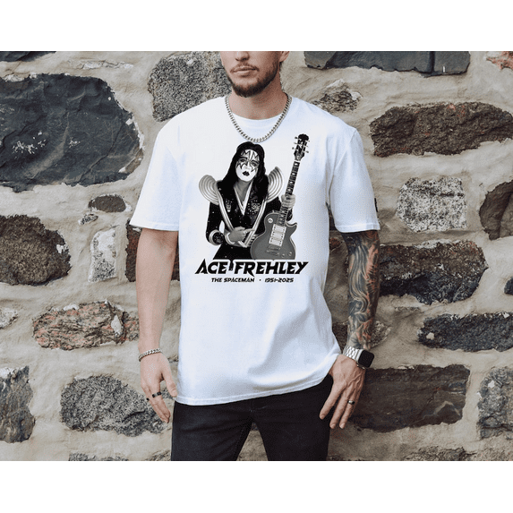 Acce FrehHley Rock Star Vintage Graphic T-Shirt, KISsz Rock Band Unisex Cotton Tee, Ver 2