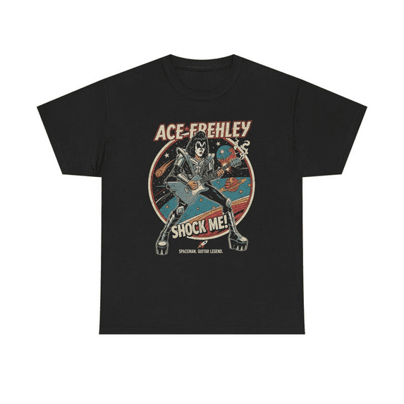 Acce FrehHley Rock Star Vintage Graphic T-Shirt, KISsz Rock Band Unisex Cotton Tee
