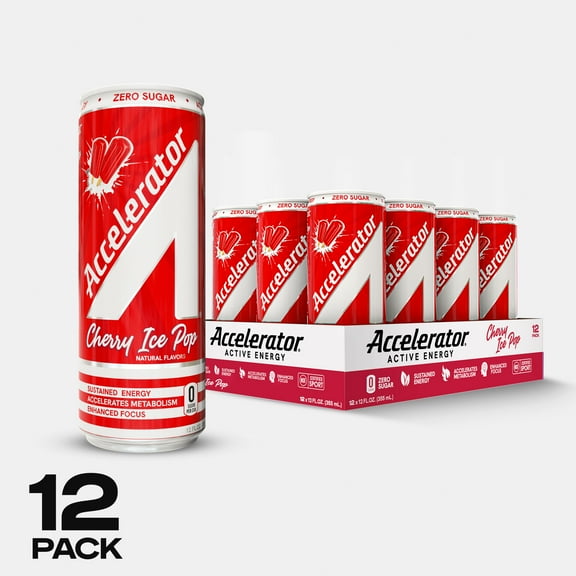 Accelerator Cherry Ice Pop Energy Drink, 12 pack, 12 fl oz cans