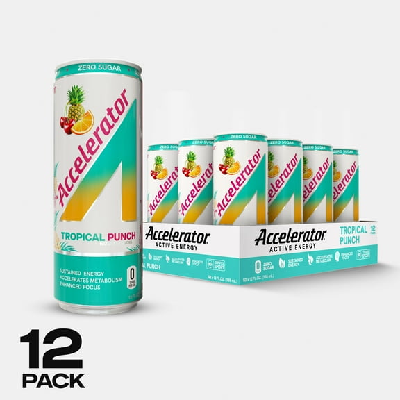 Accelerator Tropical Punch Energy Drink, 12 pack, 12 fl oz cans