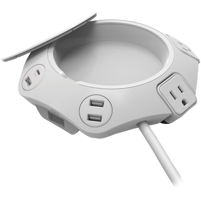 Accell D080B-043F Power Office With 4 AC Outlets, 3 USB-A And 1 USB-C Charging Ports And 16-Foot Cord (White)