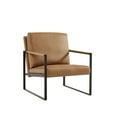 thumbnail image 1 of Accent Arm Chair, PU Leather Upholstered Living Room Chair with Thicken Padded Backrest and Metal Armrests, Leisure Single Sofa Chair with Non-slip Adsorption Feet for Home Office Lounge Room, Camel, 1 of 7