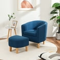 thumbnail image 1 of Accent Arm Chair with Ottoman, Modern Home Leisure Reading Chair with Footrest Single Sofa, Blue, 1 of 9