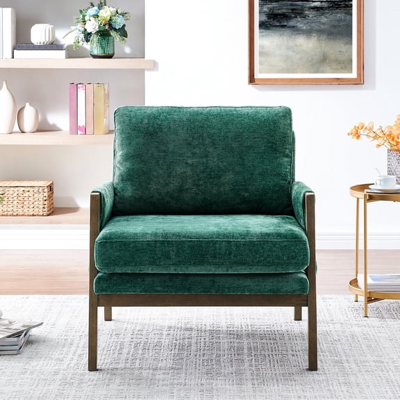 Accent Armchair in Mid - Century Design | Great for Leisure Areas and Study Rooms | Solid Rubberwood Frame for Durability | Guards Floors Against Scuffs