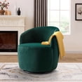 thumbnail image 1 of Accent Armchair, Velvet 360° Swivel Barrel Chair for Living Room - Green, 1 of 8
