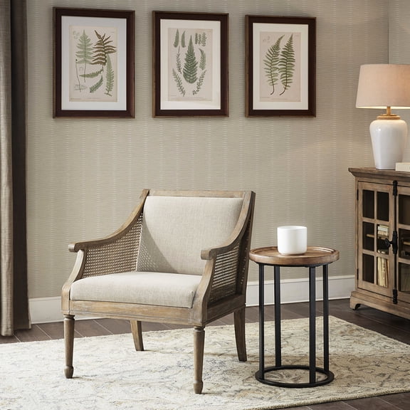Accent Armchair with High - Density Foam | Suitable for Family Gatherings | Cane and Solid Wood Construction | Solves Furniture Breakage Concerns