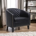 thumbnail image 1 of Accent Barrel Arm Chair for Living Room, PU Leather Upholstered Bucket Club Chair with Nailhead Trim & Solid Wood Legs, Modern Leisure Single Reading Sofa Chair for Bedroom Study Apartment, Black, 1 of 7