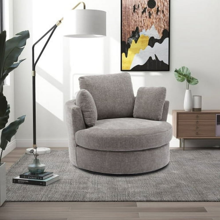 Accent Barrel Chair 360 Degree Swivel Swivel Round Sofa With 3