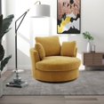 thumbnail image 1 of Accent Barrel Chair,360 Degree Swivel Swivel Round Sofa With 3 Pillows,Modern Oversized Arm Chair Cozy Club Chair for Bedroom Living Room Lounge Hotel,Mustard, 1 of 7