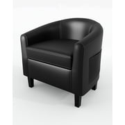 Accent Barrel Chair Leather Chairs Club Armchairs Living Room Chairs with Soft Padded Seat for Bedroom Waiting Reading RoomBlack