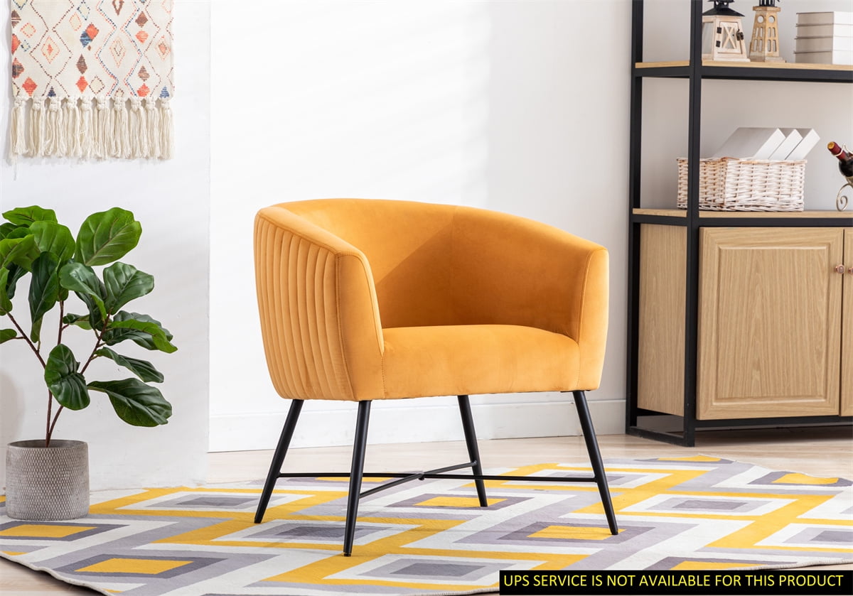 Accent Barrel Chair Velvet Armchair with Vertical Stripes Back