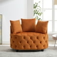 thumbnail image 1 of Accent Barrel Chair with Back and Thick Cushion, Velvet Upholstered Button Tufted Sofa Chair for Living Room Bedroom, Orange, 1 of 7