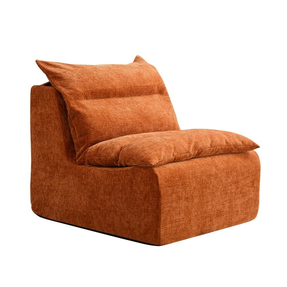 Accent Bean Bag Chair In Orange - Comfy For Gaming Bedroom, Living Room, Office, Single Seat Ideal Relaxing Seat,