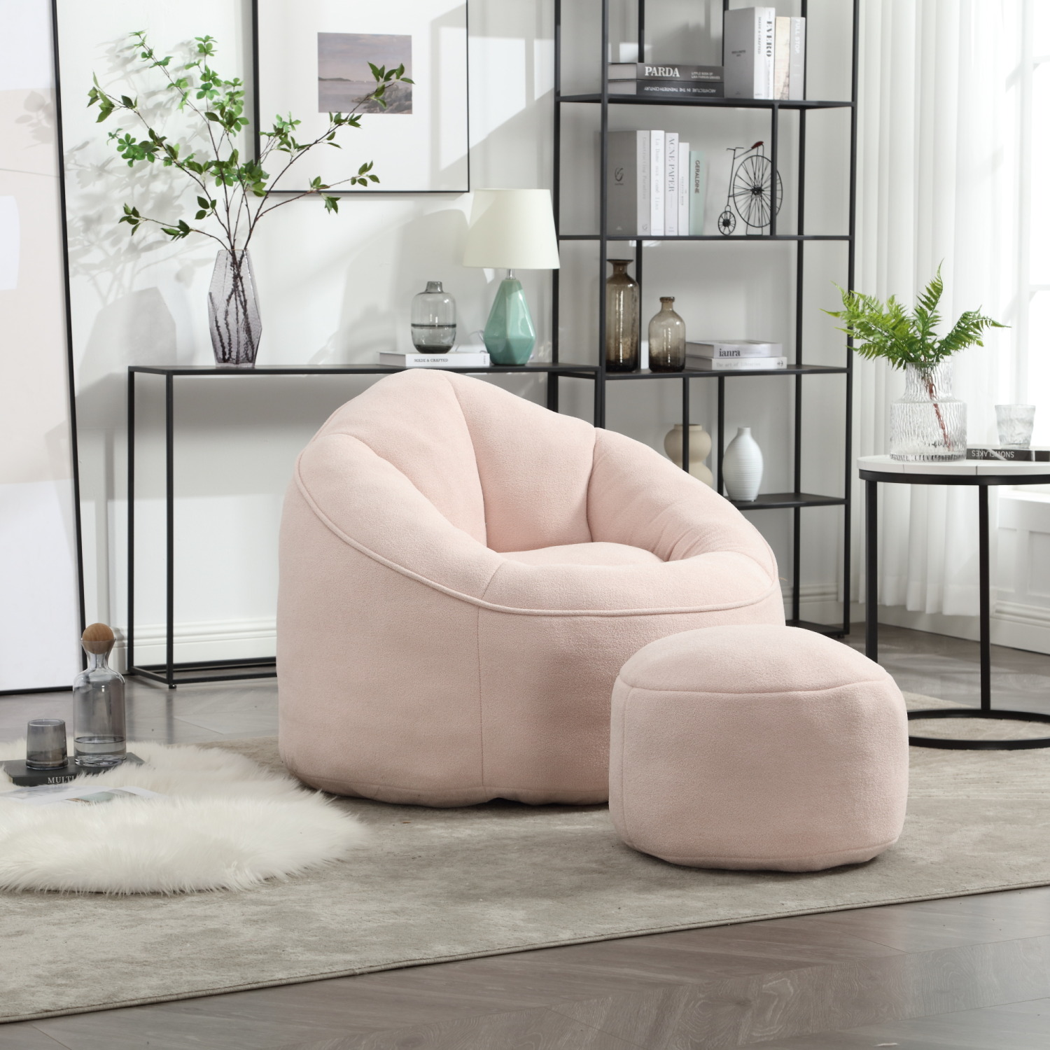Accent Bean Bag Chair with Upholstered Sofa Couch Chair