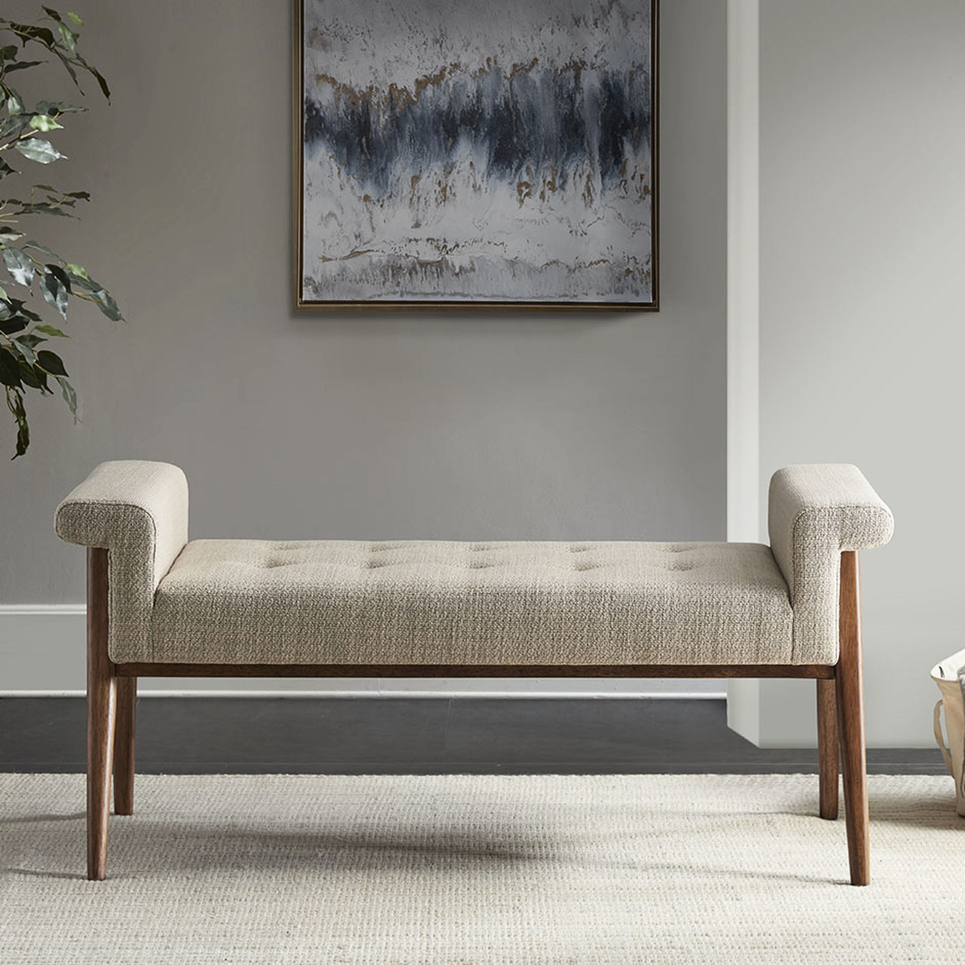 Bench Button Accent Bench | Button Tufted for Living Room or Bedroom | Solid Wood ...