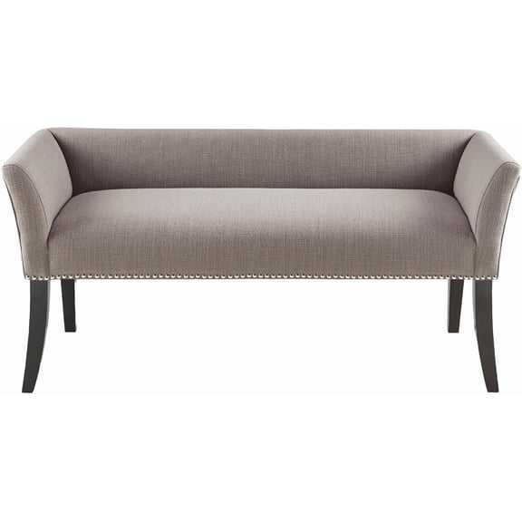Accent Bench, Upholstered with Nailhead Trim, & Padded Seat Entryway Bench Small, End of Bed Bench with Back, 49.5