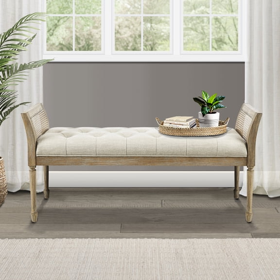 Accent Bench With 12.25"h Legs And Reclaimed Wood Finish 30.33 Lb Weight Foam Cushioned Seat