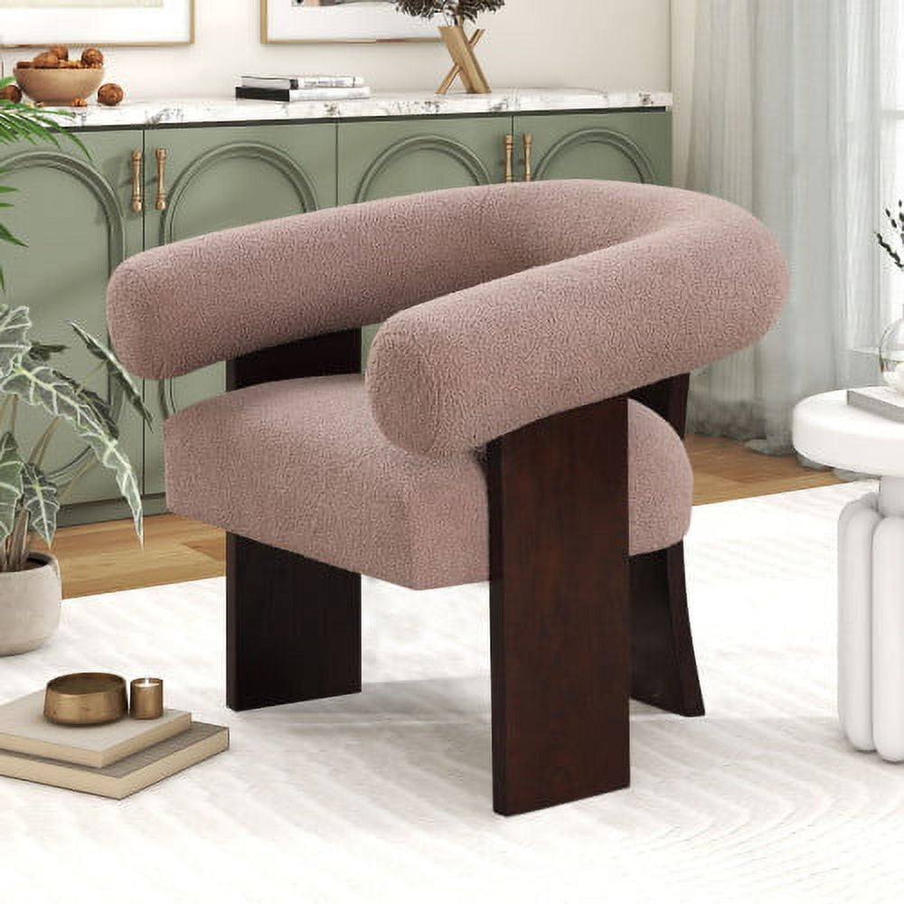 Accent Boucle Chair, Mid Century Modern Upholstered Reading Chair