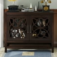 thumbnail image 1 of Accent Cabinet with 2 Glass Doors, Modern Console Table, Wooden Accent Cabinet with Adjustable Shelves, Storage Cabinet for Living Room Dining Room Entryway Hallway, 39.4"L x 15.7"W x 31.5"H, Brown, 1 of 10