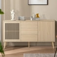 thumbnail image 1 of Accent Cabinet with 3 Drawers, Atumon Buffet Cabinet, Storage Cabinet, Modern Console Cabinet with 2 Doors, Accent Cabinet Furniture for Living Room Corridor Entryway Dining Room, Natural, 1 of 10