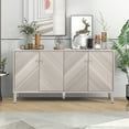 thumbnail image 1 of Accent Cabinet with 4 Doors, Atumon Storage Cabinet Furniture, Luxury Sideboard with Adjustable Shelves, Wood Buffet Cabinet for Kitchen Living Room Entryway Hallway, 59.9"L x 15.7"W x 32.3"H, Gold, 1 of 10