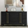 thumbnail image 1 of Accent Cabinet with 4 Doors, Modern Storage Cabinet Furniture, Wood Buffet Sideboard with Adjustable Shelves and Gold Handles, TUANLUO Accent Cabinet for Kitchen Living Room Entryway Hallway, Black, 1 of 10