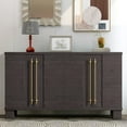 thumbnail image 1 of Accent Cabinet with 4 Doors, Modern Storage Cabinet Furniture, Wood Buffet Sideboard with Adjustable Shelves and Gold Handles, TUANLUO Accent Cabinet for Kitchen Living Room Entryway Hallway, Taupe, 1 of 10