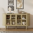 thumbnail image 1 of Accent Cabinet with 4 Glass Doors, Atumon Buffet Cabinet, Storage Cabinet with Adjustable Shelves, Modern Accent Cabinet Furniture for Corridor Entryway Living Room Dining Room, Natural, 1 of 10