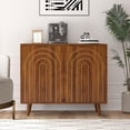 thumbnail image 1 of Accent Cabinet with Carving Lines, Modern Buffet Sideboard with Adjustable Shelves, Decorative Storage Cabinets for Bedroom Living Room Kitchen Office and Hallway., 1 of 6