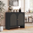 thumbnail image 1 of Accent Cabinet with Printed Arched Line Pattern, Modern Buffet Sideboard with Adjustable Shelves, Decorative Storage Cabinets for Bedroom Living Room Kitchen Office Entryway and Hallway, Black, 1 of 7