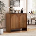 thumbnail image 1 of Accent Cabinet with Printed Arched Line Pattern, Modern Buffet Sideboard with Adjustable Shelves, Decorative Storage Cabinets for Bedroom Living Room Kitchen Office Entryway and Hallway, Walnut, 1 of 7